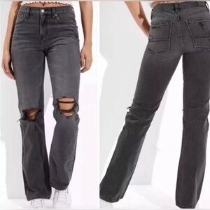 Women’s Black Distressed 90’s Boot Cut AE Jeans